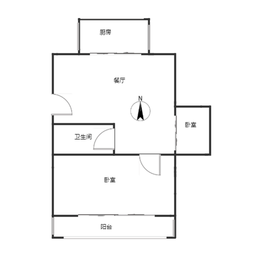 金冠家园2室1厅1卫户型图