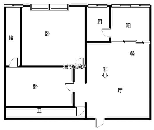 富力花园2室2厅1卫户型图