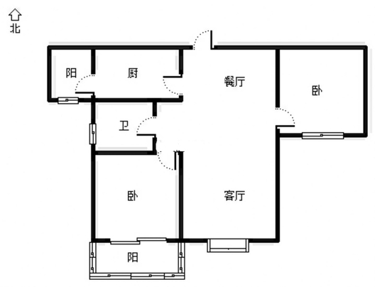 云景城2室2厅1卫户型图