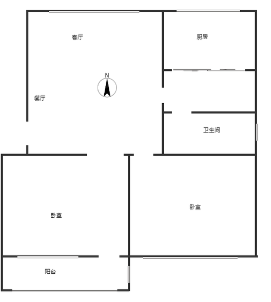 清凉寺居民小区2室2厅1卫户型图
