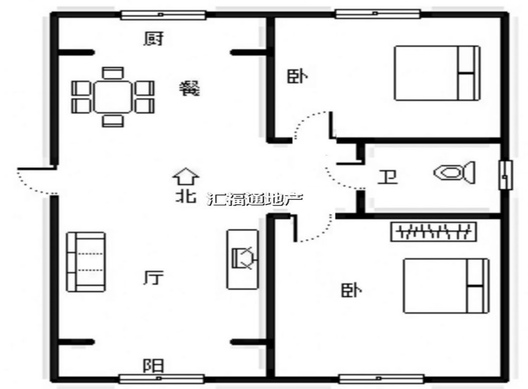 金冠家园2室2厅1卫户型图