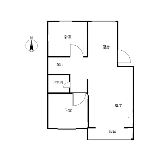 富力花园2室2厅1卫户型图