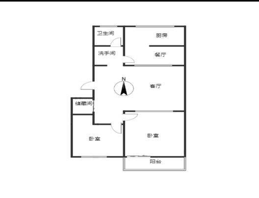 铁道部建厂局家属楼（机械总队家属院）2室2厅1卫户型图