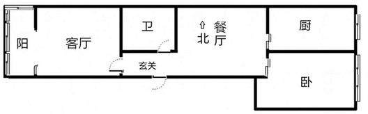 蓝天美林湾1室2厅1卫户型图