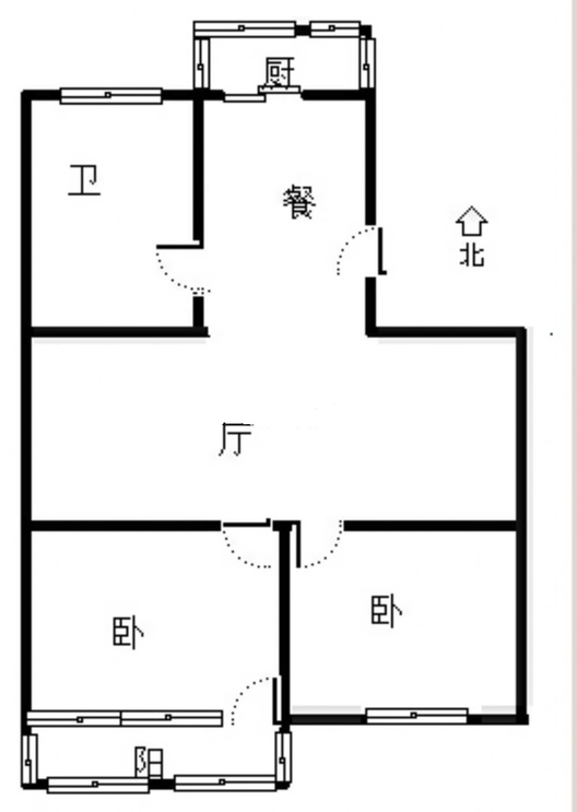 联合二号院2室2厅1卫户型图