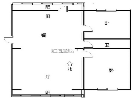 鹏润四季花园2室2厅1卫户型图