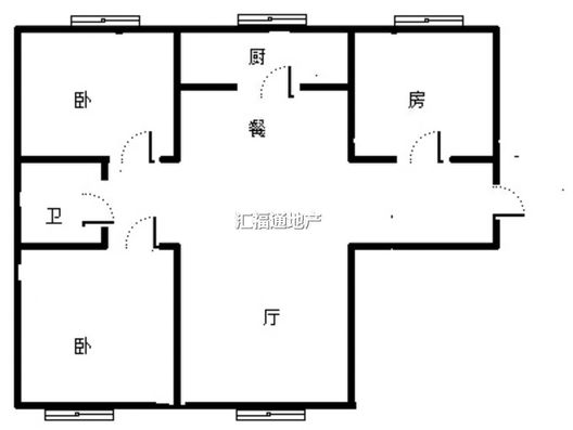 高铁新干线3室2厅1卫户型图