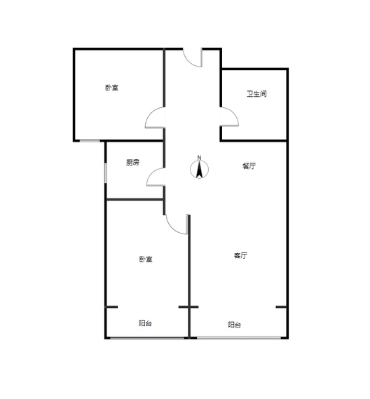 北京城建德信御府2室2厅1卫户型图