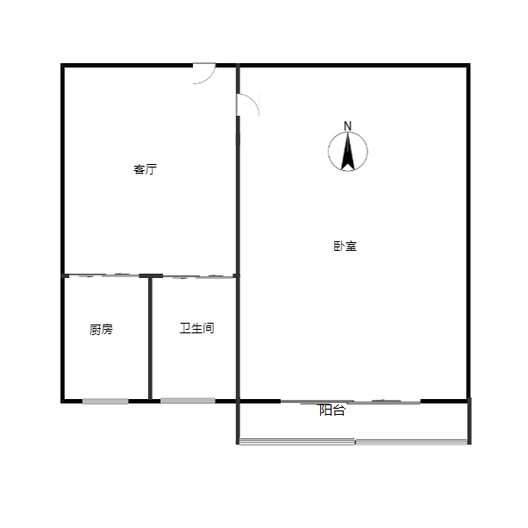 铁道部建厂局家属楼（机械总队家属院）1室1厅1卫户型图