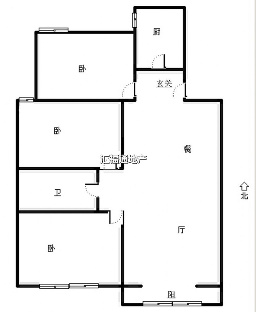 汇元四季橙3室2厅1卫户型图