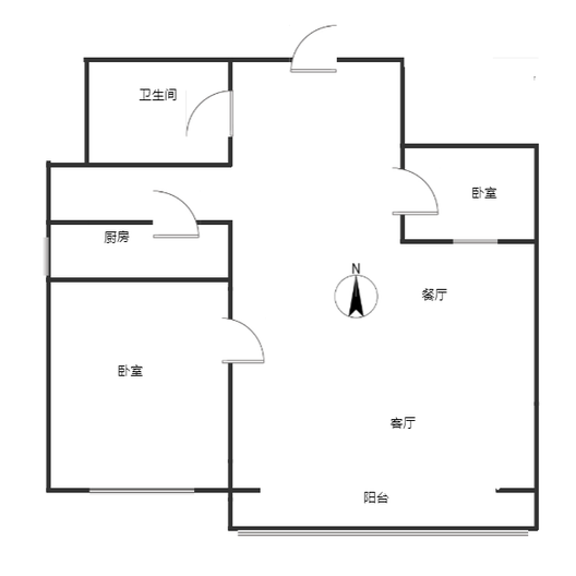 水岸花城2室2厅1卫户型图