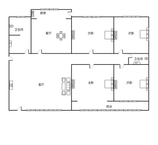 中心信用社家属院4室2厅2卫户型图