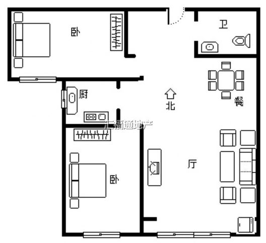 惠友万悦城2室2厅1卫户型图