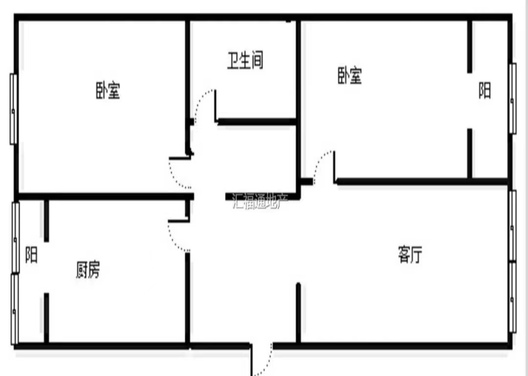 矿山局家属楼南院2室2厅1卫户型图