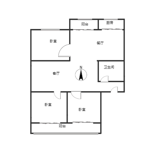 兴泰小区3室2厅1卫户型图