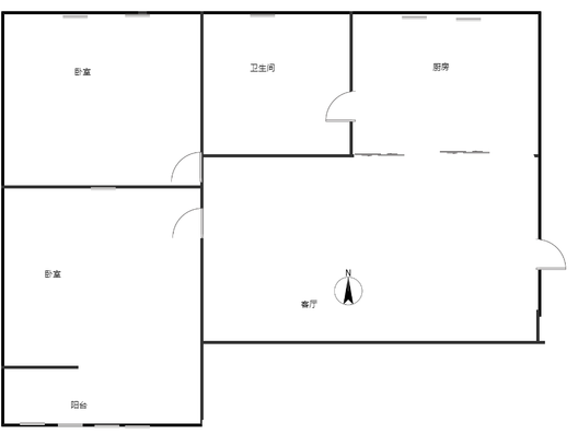 凌云厂家属院2室1厅1卫户型图