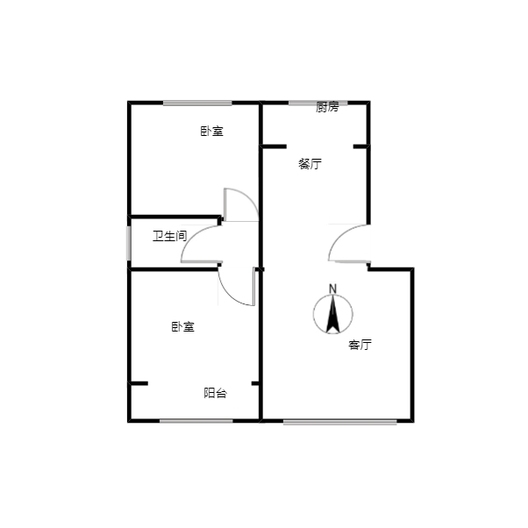 联合小区四号院2室2厅1卫户型图