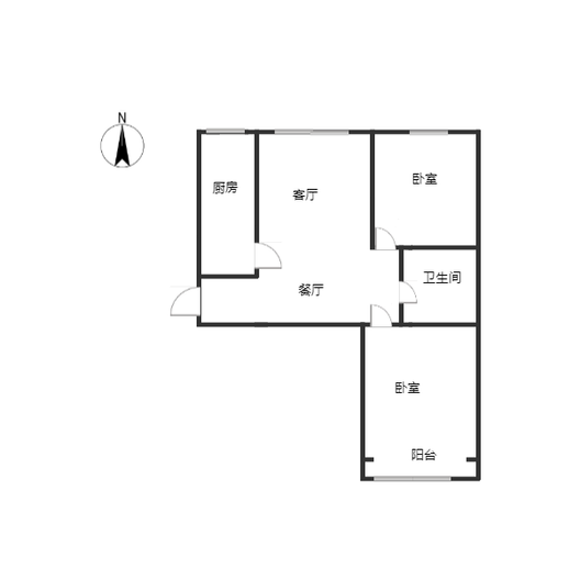 北京理想城2室2厅1卫户型图
