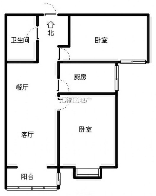 水岸花城2室2厅1卫户型图
