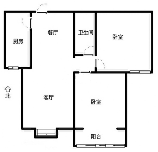 水岸花城2室2厅1卫户型图