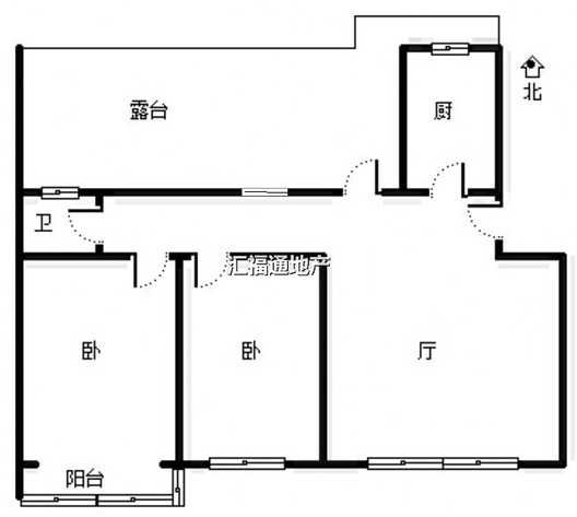 国富嘉园2室1厅1卫户型图