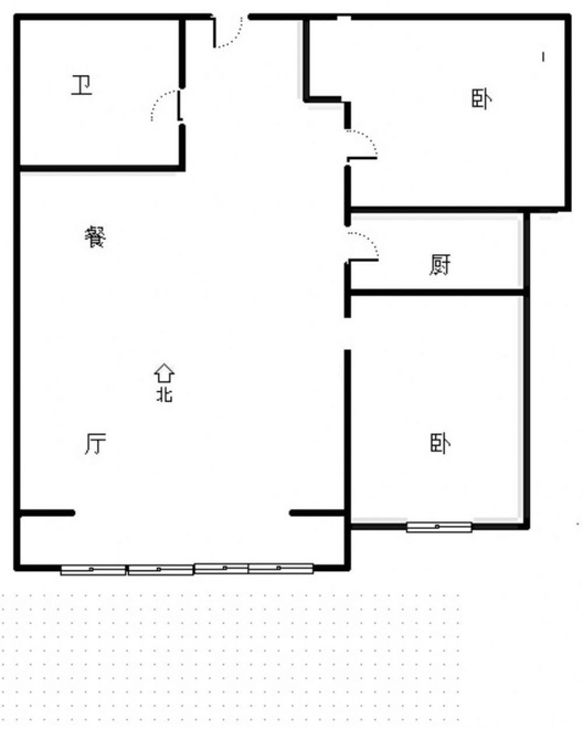 鹏渤印象城·牛津花园2室2厅1卫户型图