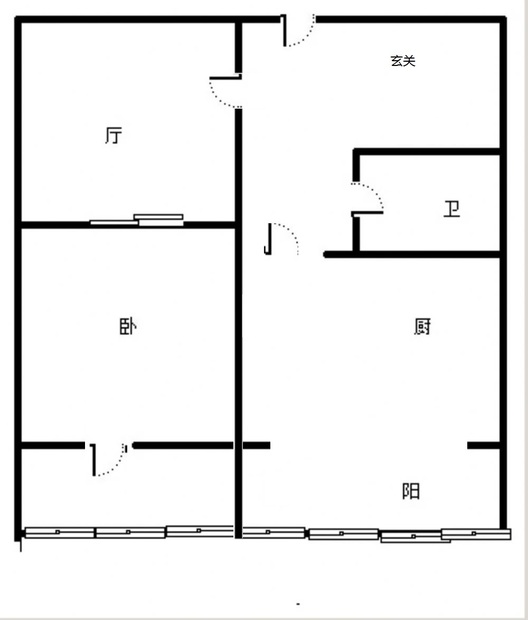 铁道部建厂局小区（范阳路）1室1厅1卫户型图