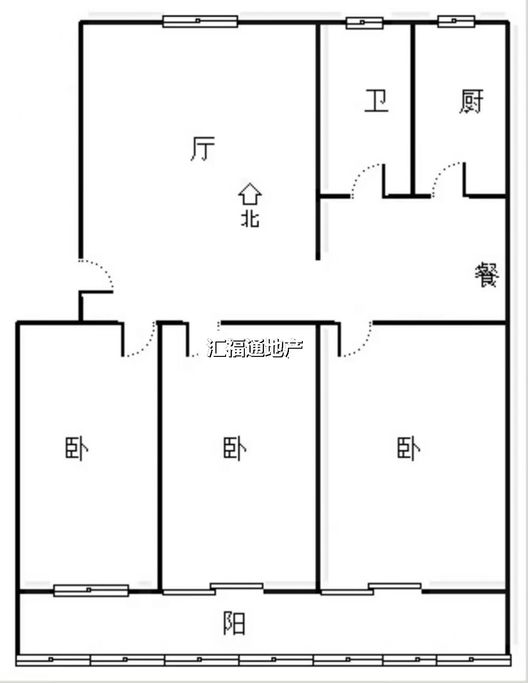 县府小区3室2厅1卫户型图