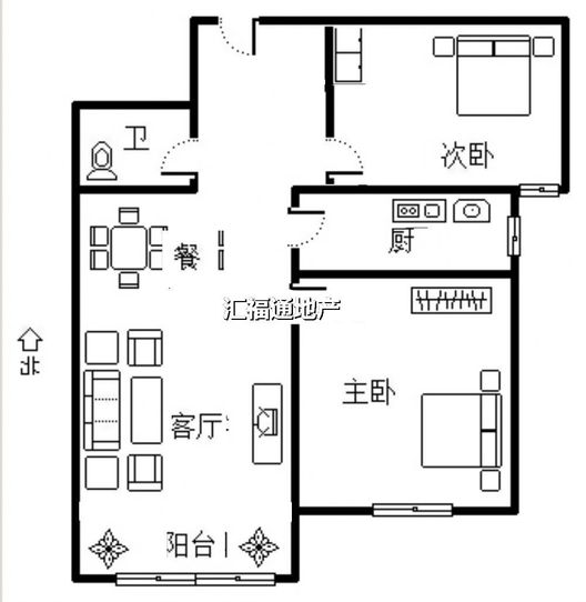 K2狮子城2室2厅1卫户型图