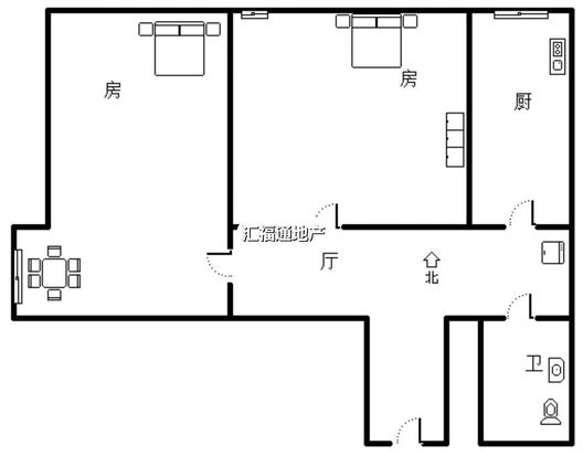 金茂府（鹏渤公园里）2室1厅1卫户型图