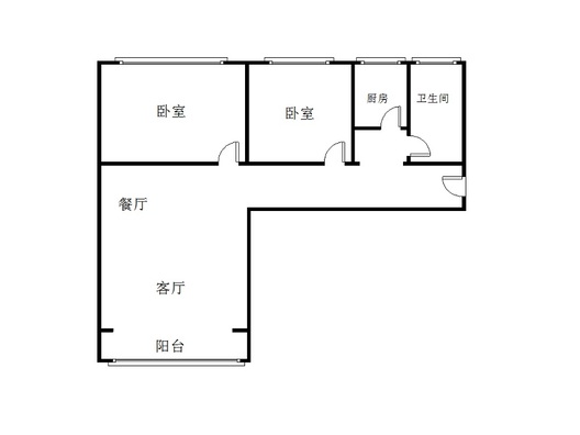 北京理想城二期2室2厅1卫户型图