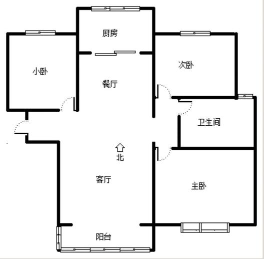 天伦湾一期3室2厅1卫户型图