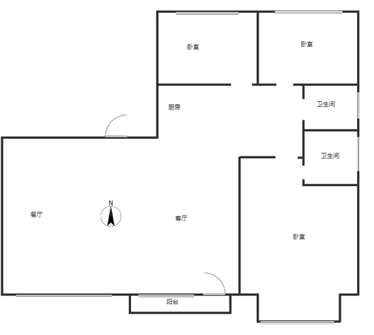鸿坤理想湾3室2厅2卫户型图