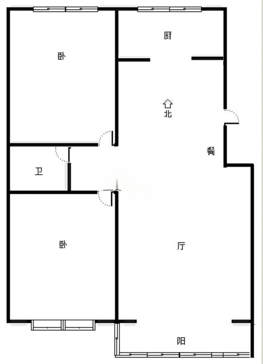 军怡家园2室2厅1卫户型图
