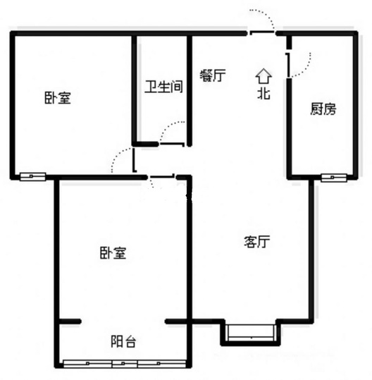 水岸花城2室2厅1卫户型图