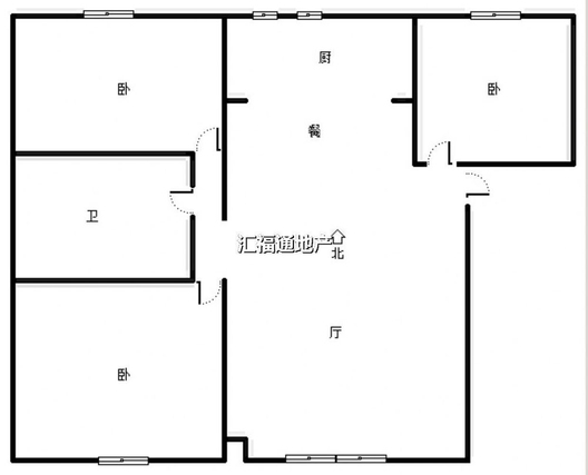 鸿坤理想湾3室2厅1卫户型图