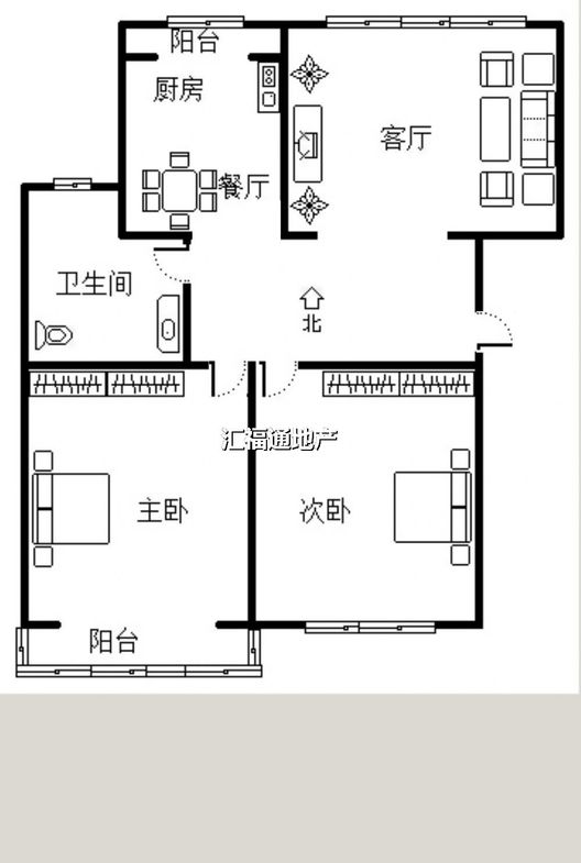 同善园小区2室2厅1卫户型图