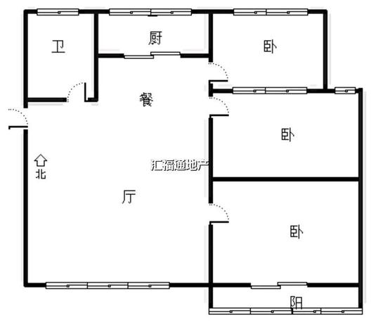 卓悦城北京未3室2厅1卫户型图