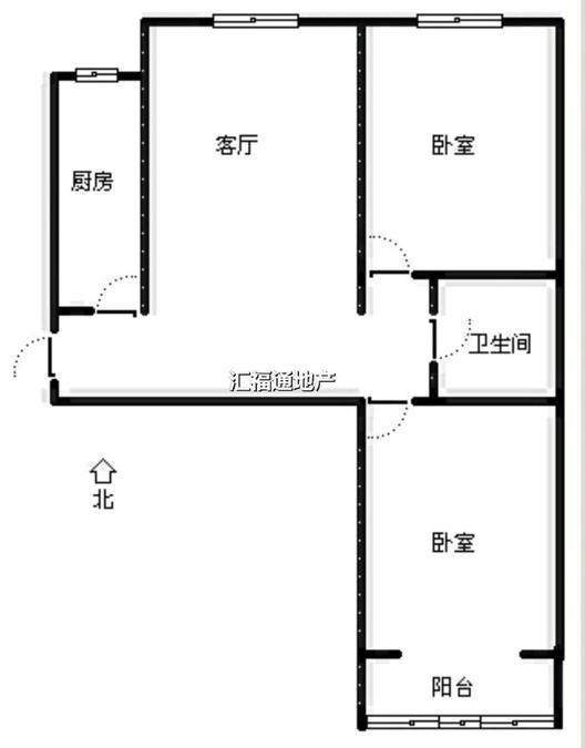 水岸花城2室1厅1卫户型图