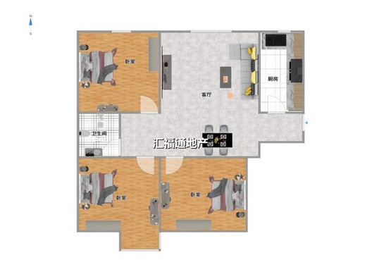 联合七号院3室2厅1卫户型图