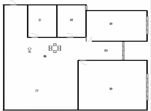 军怡公馆（北京公馆）2室2厅1卫户型图