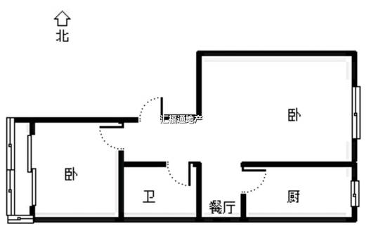 蓝天美林湾2室1厅1卫户型图