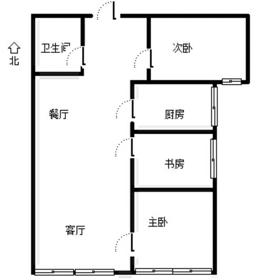 高铁新干线3室2厅1卫户型图