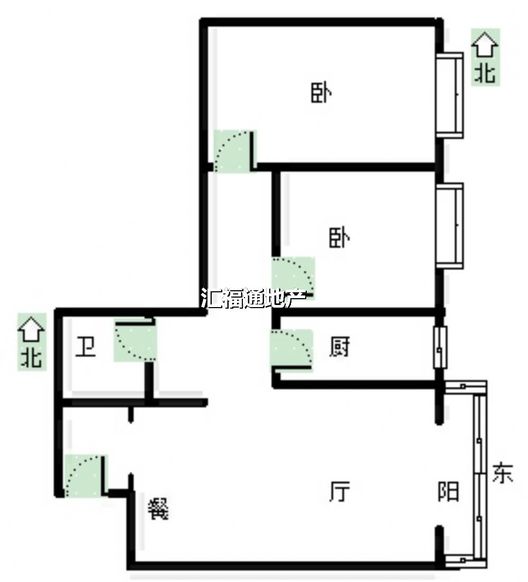 新府百合2室2厅1卫户型图
