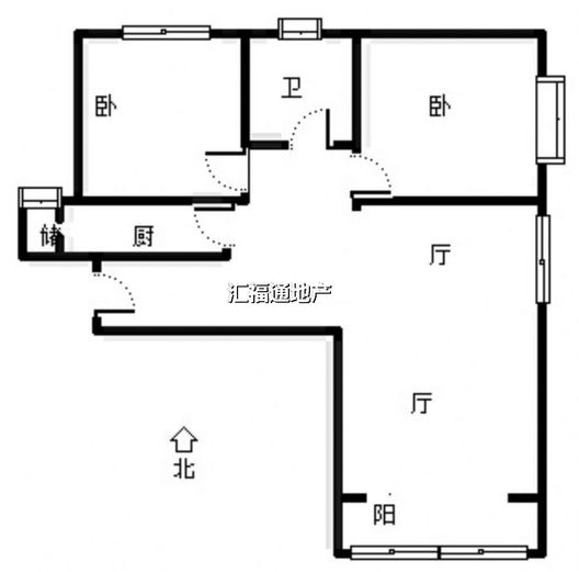 鸿坤理想湾2室2厅1卫户型图