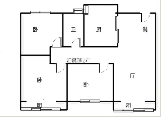 鸿坤理想尔湾3室2厅1卫户型图