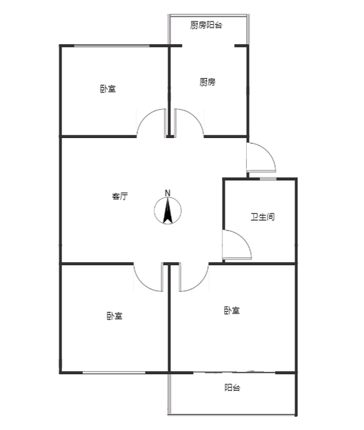 仁和小区3室1厅1卫户型图