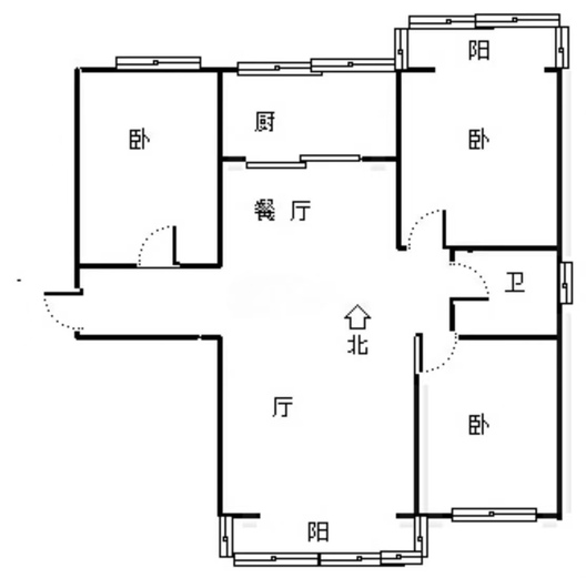 惠友万悦城3室2厅1卫户型图