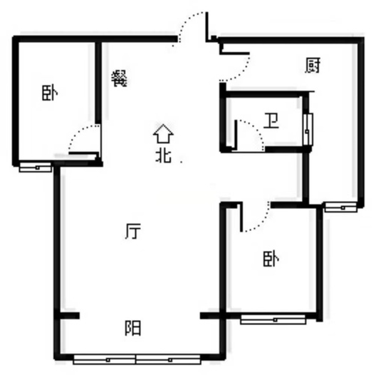 君临天下御景园2室2厅1卫户型图