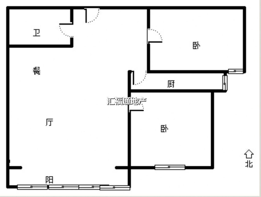 联合一号院2室2厅1卫户型图